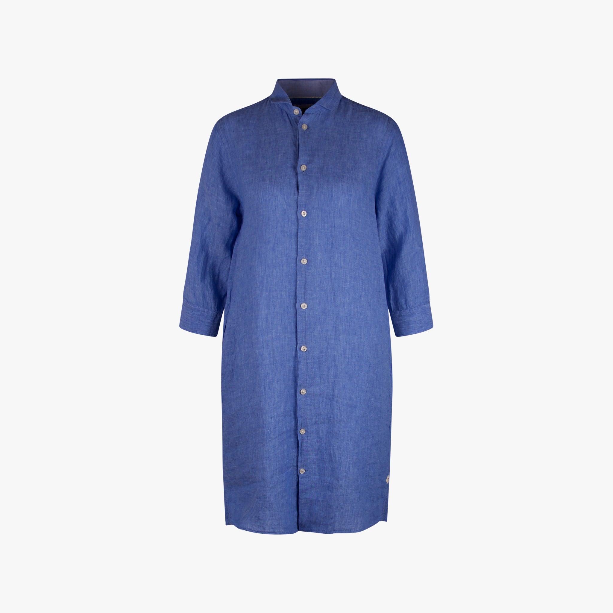 Fil Noir Leinen Kleid geknöpft | blau