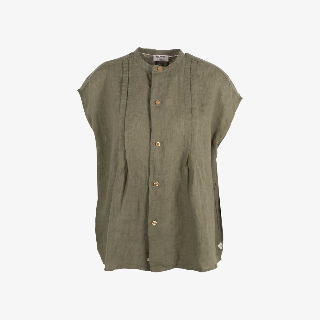 Fil Noir Leinenbluse o. Arm | khaki