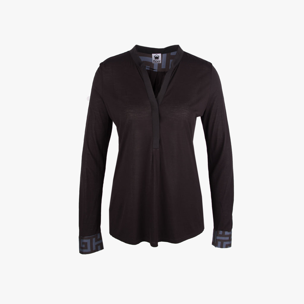 Floer Schlupfbluse | schwarz
