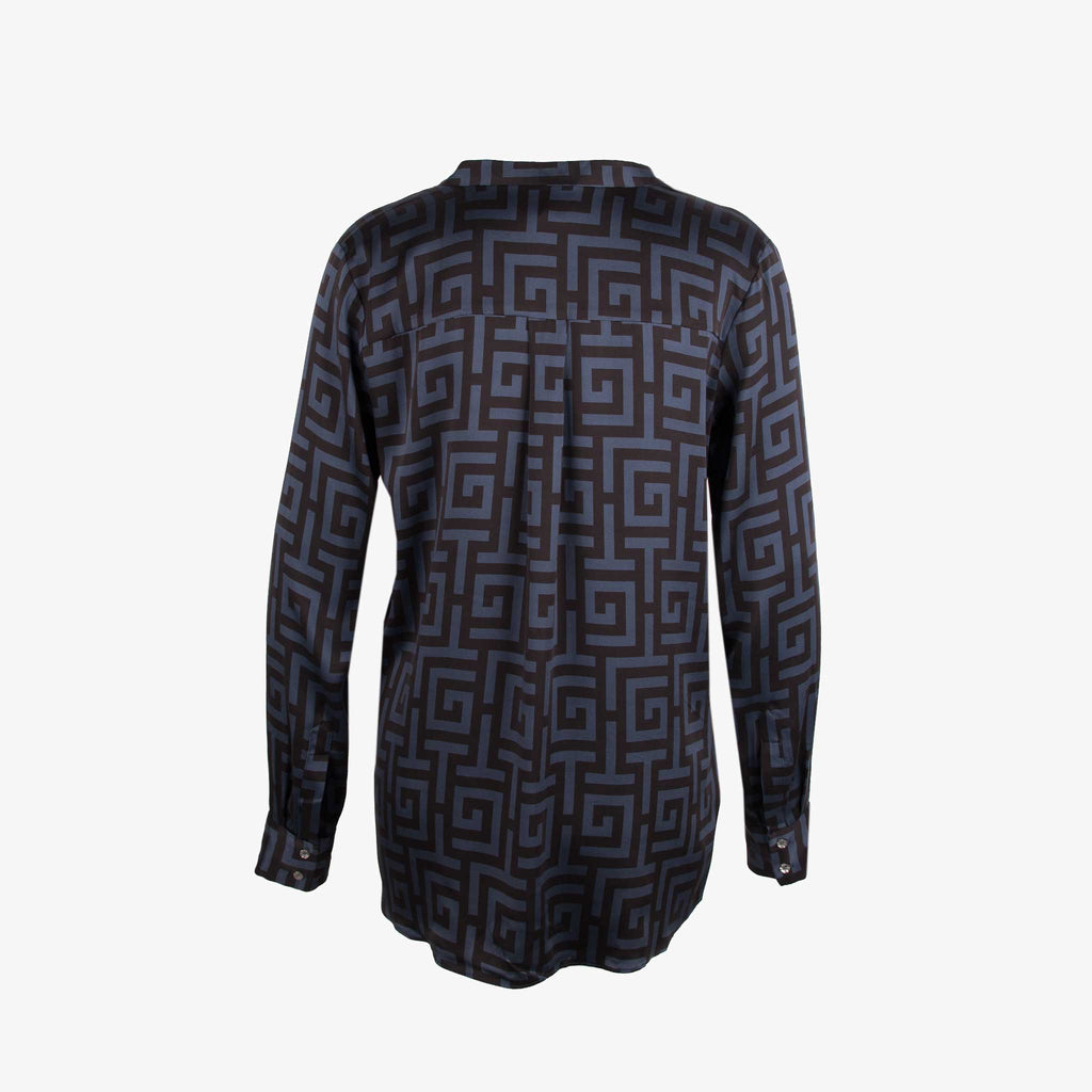 Floer Seidenbluse Muster | schwarz