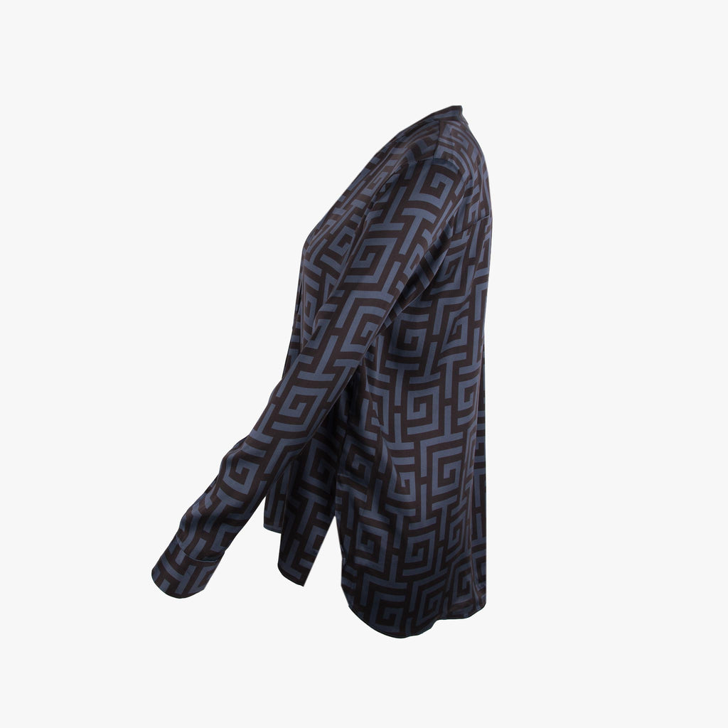 Floer Seidenbluse Muster | schwarz