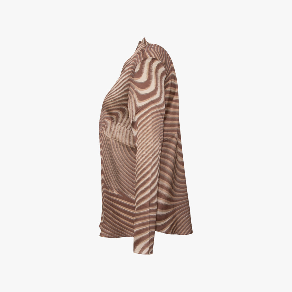 Seidenbluse Zebraprint | champagner