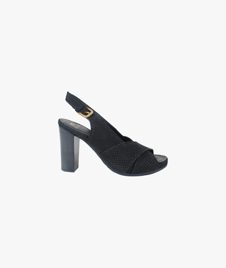 Slingpump Snakeoptik | schwarz