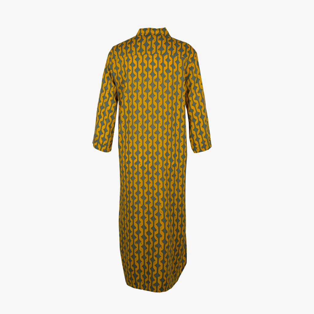 Genesis Hemdblusenkleid Print | grün-gelb