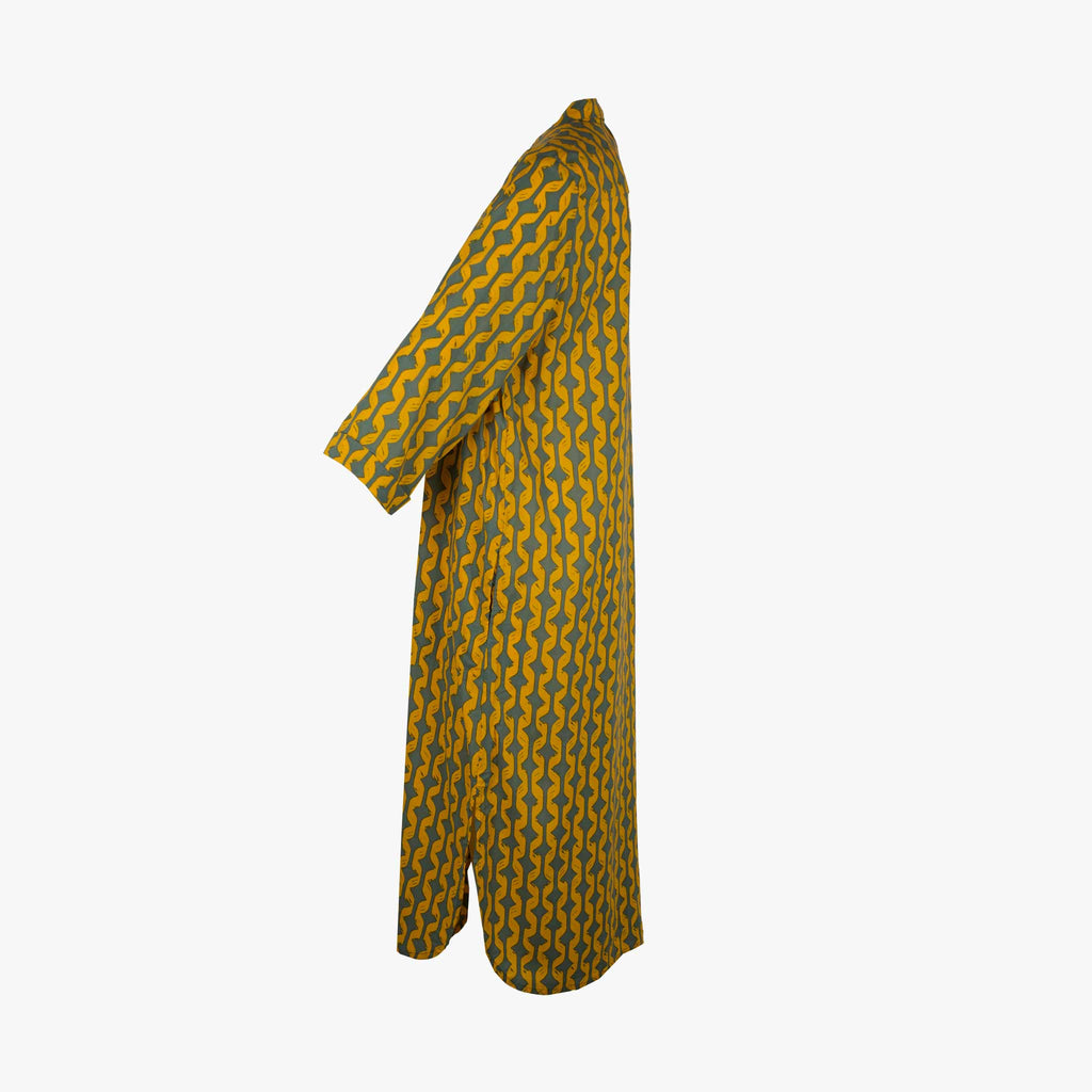 Genesis Hemdblusenkleid Print | grün-gelb
