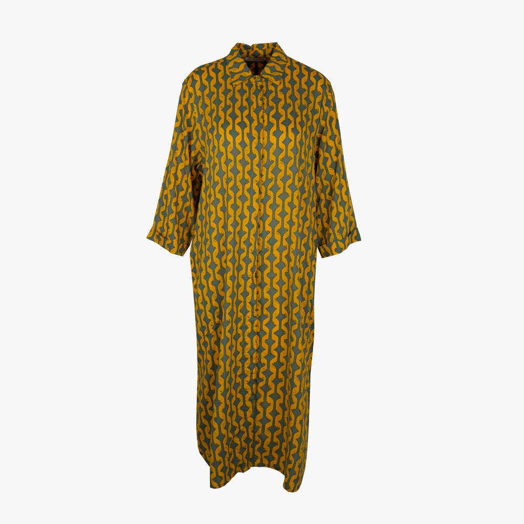 Genesis Hemdblusenkleid Print | grün-gelb
