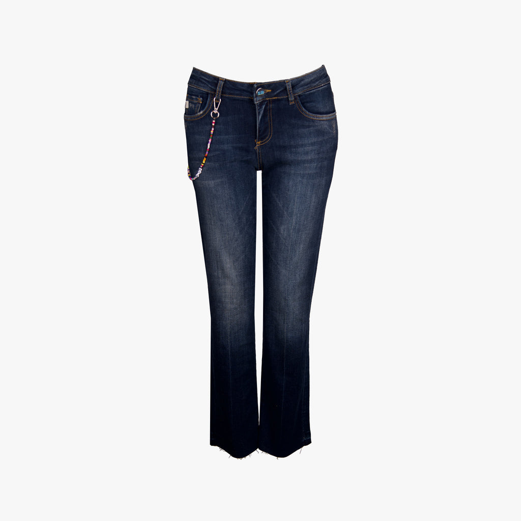 Goldgarn Flare Jeans Rosengarten | dunkelblau