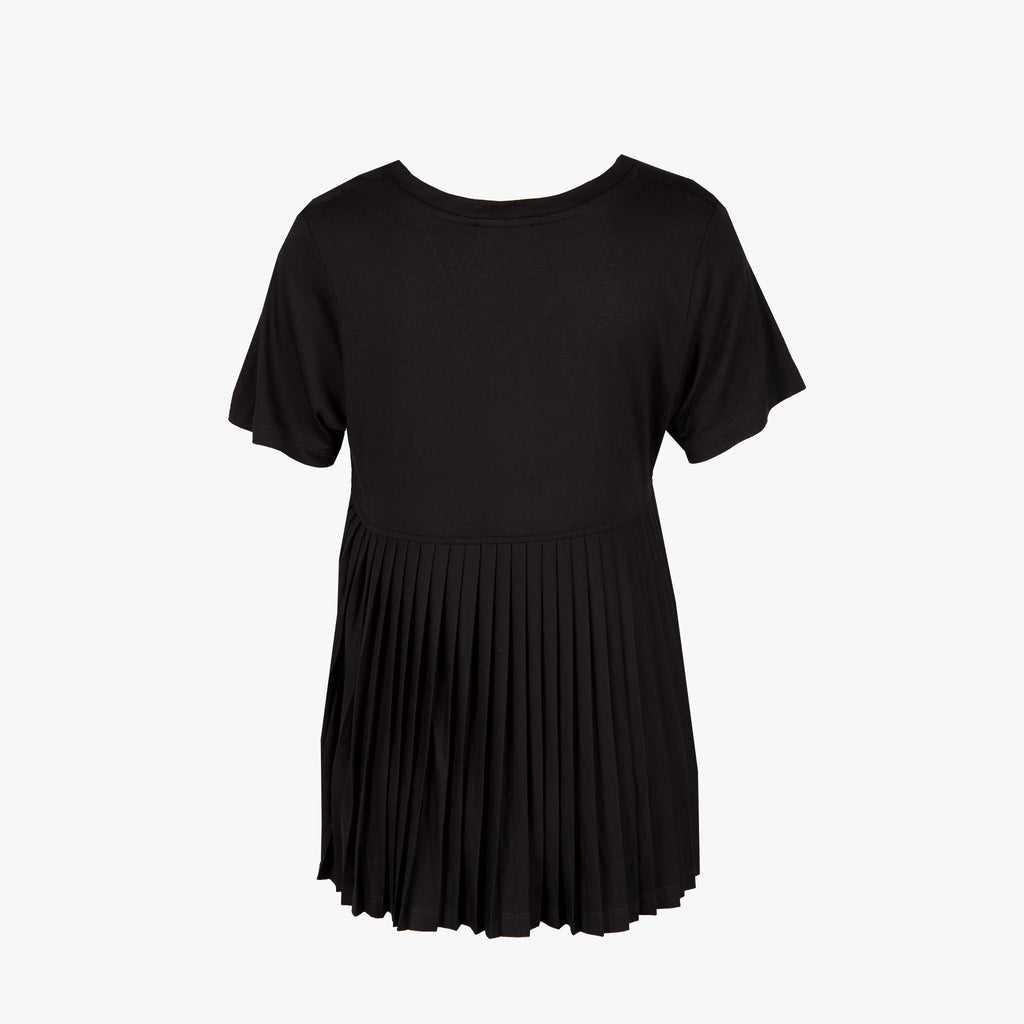 Hana San V-Shirt Backplissee | schwarz