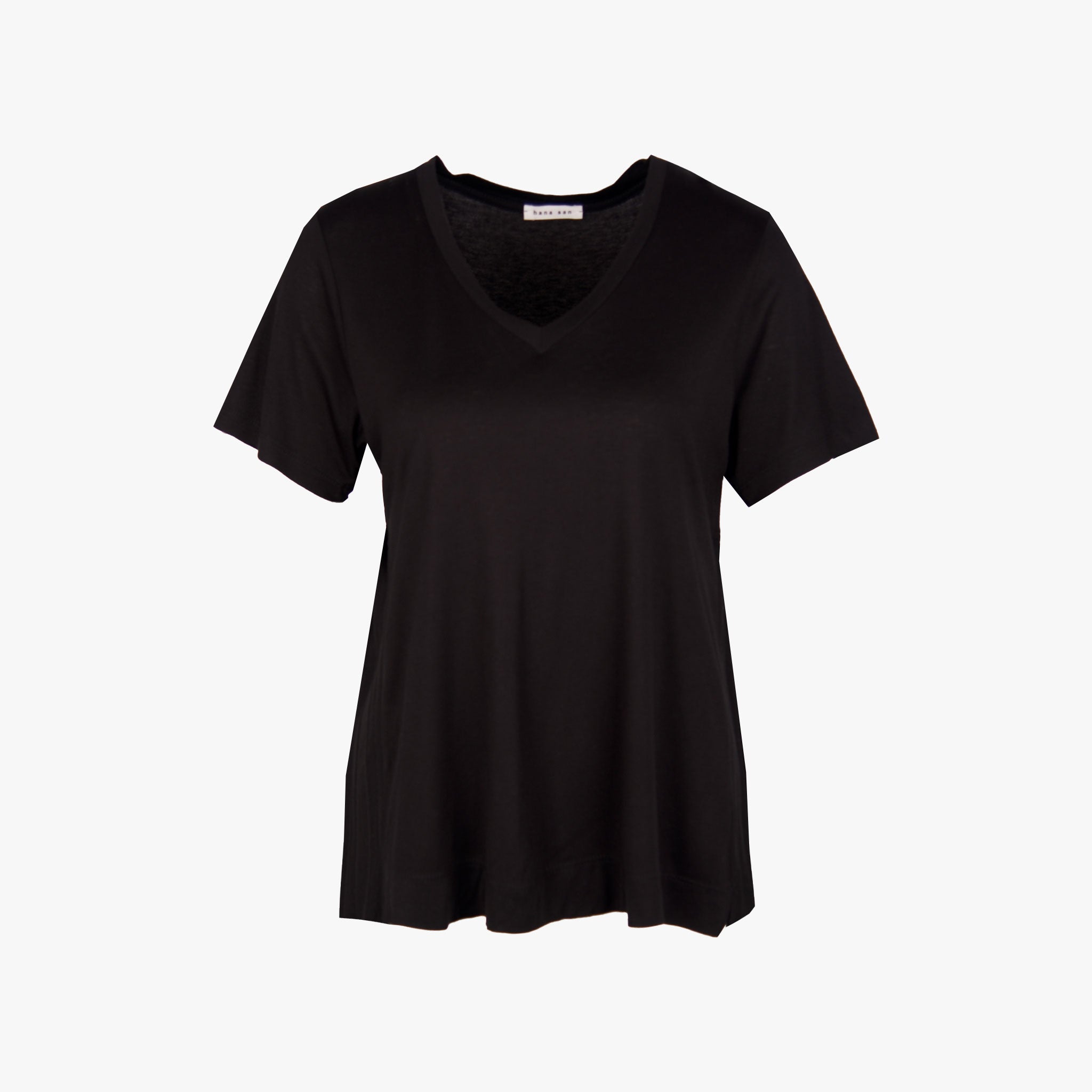 Hana San V-Shirt Backplissee | schwarz