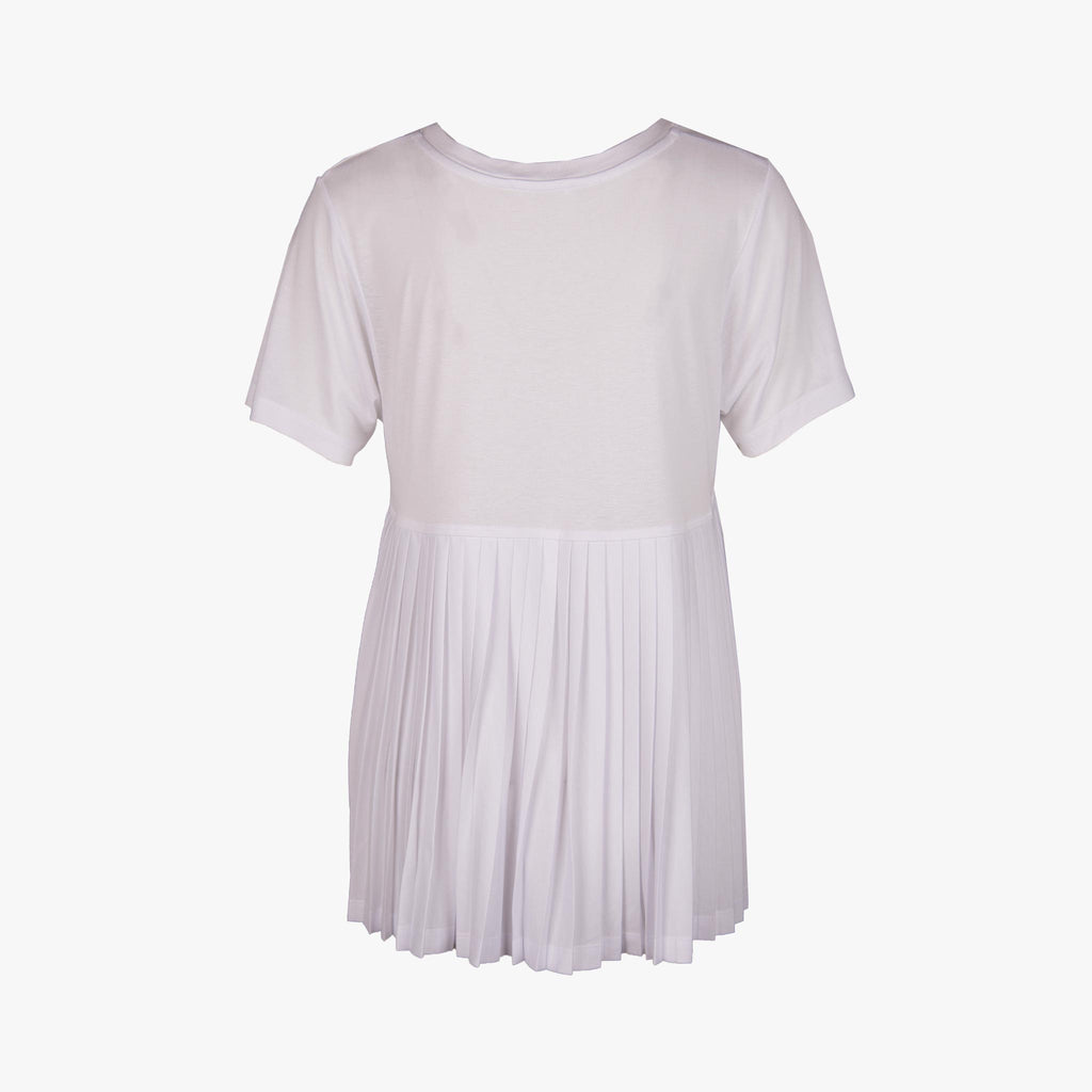 Hana San V-Shirt Backplissee | weiß