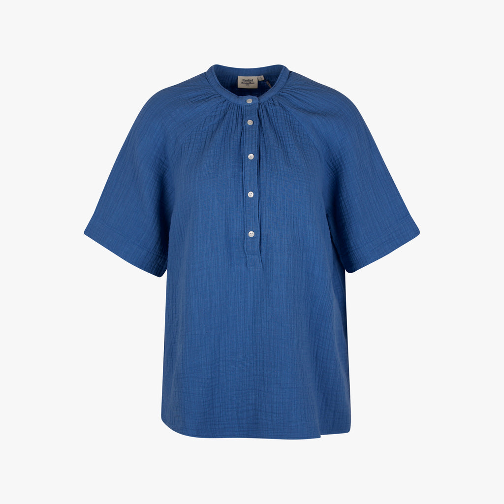 Hartford Baumwollbluse uni | blau