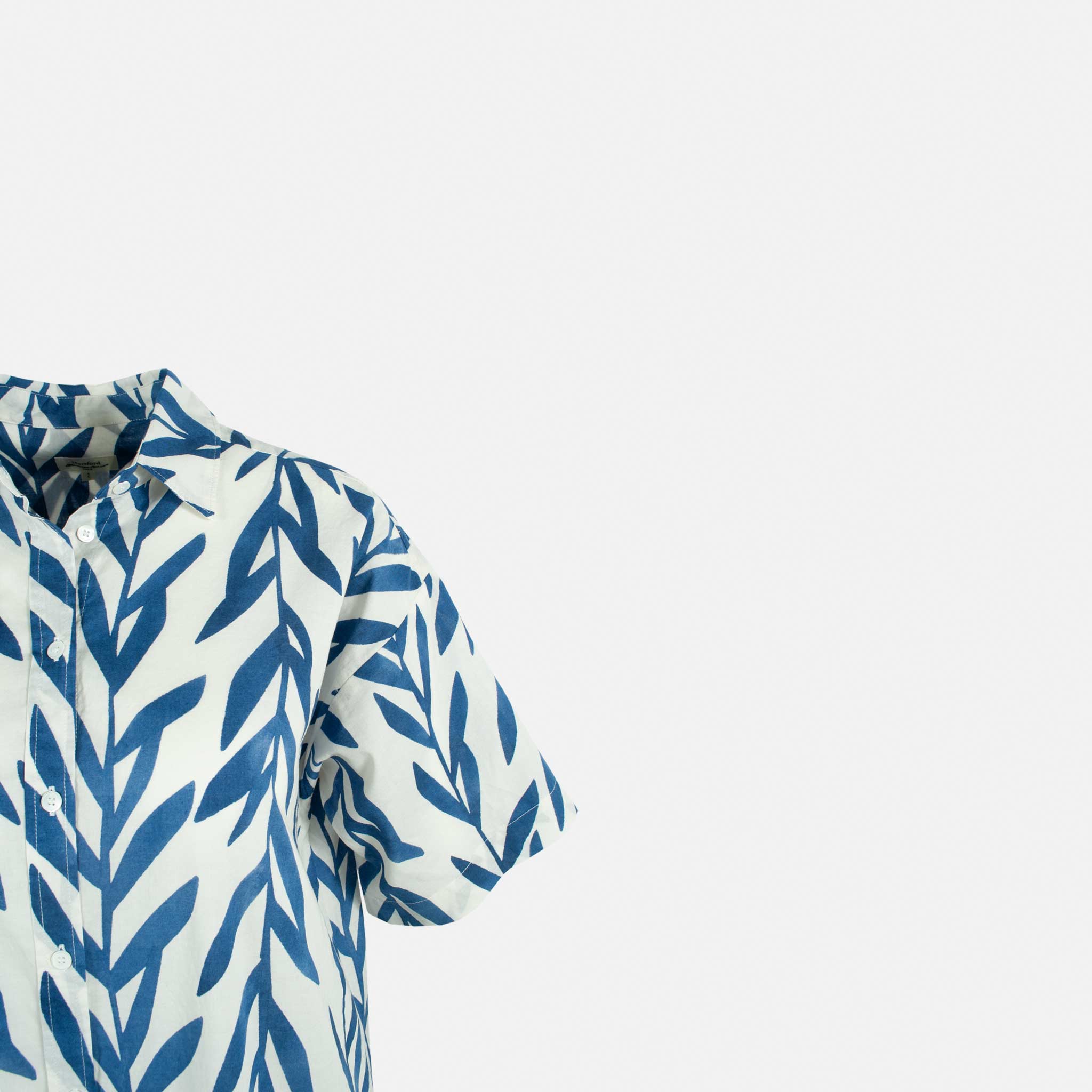 Hartford Midikleid Leafprint | indigo