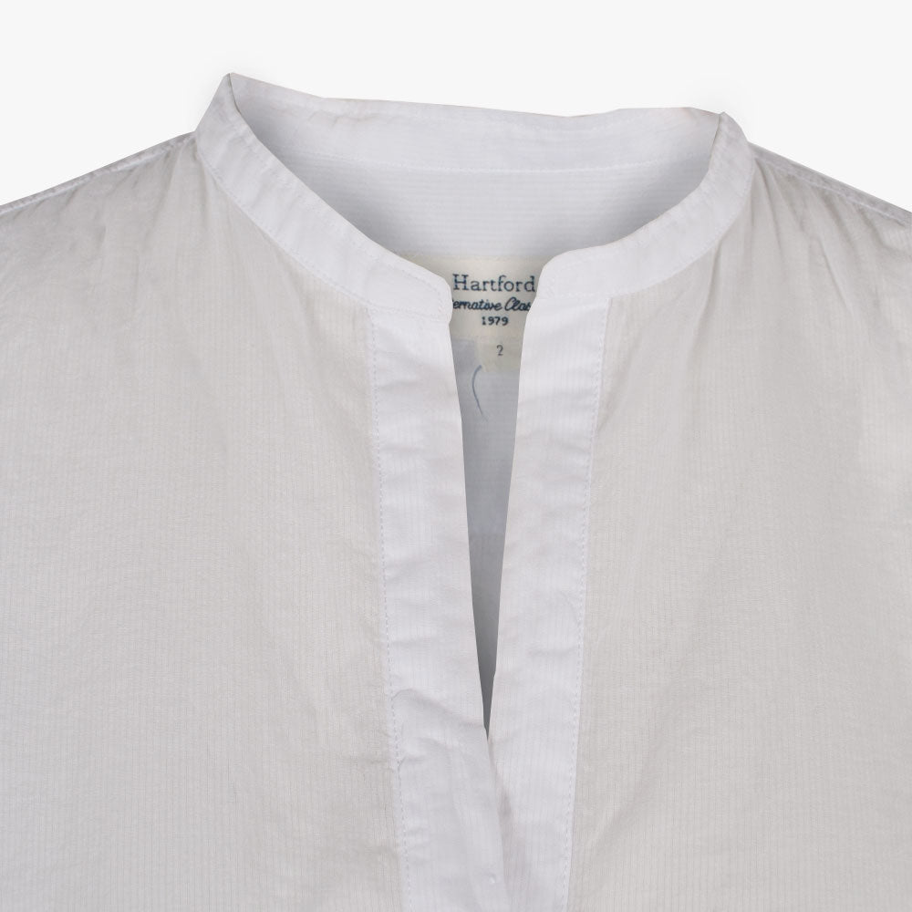 Schlupfbluse uni, Detail Kragen | weiß
