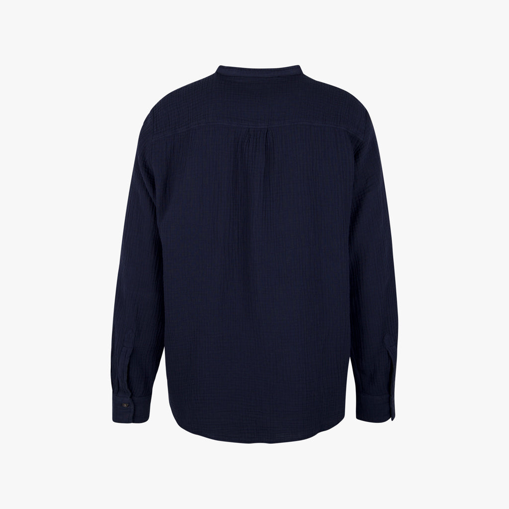Hartford Stehkragenbluse Langarm | nachtblau