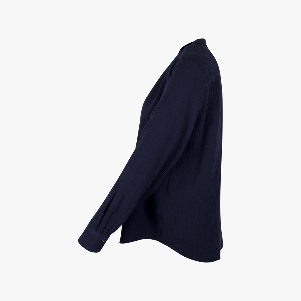 Hartford Stehkragenbluse Langarm | nachtblau