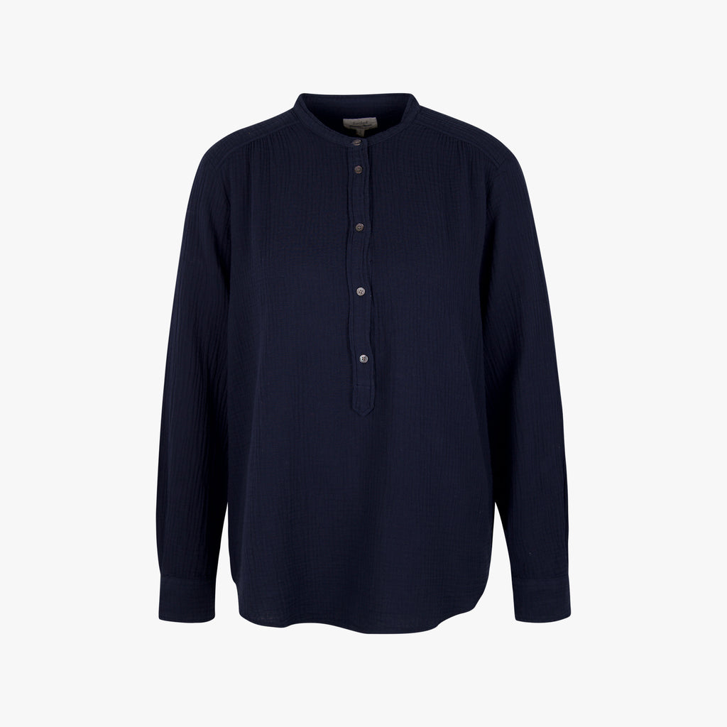 Hartford Stehkragenbluse Langarm | nachtblau