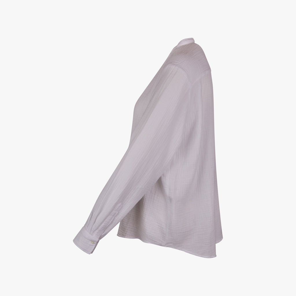 Hartford Stehkragenbluse Langarm | weiß