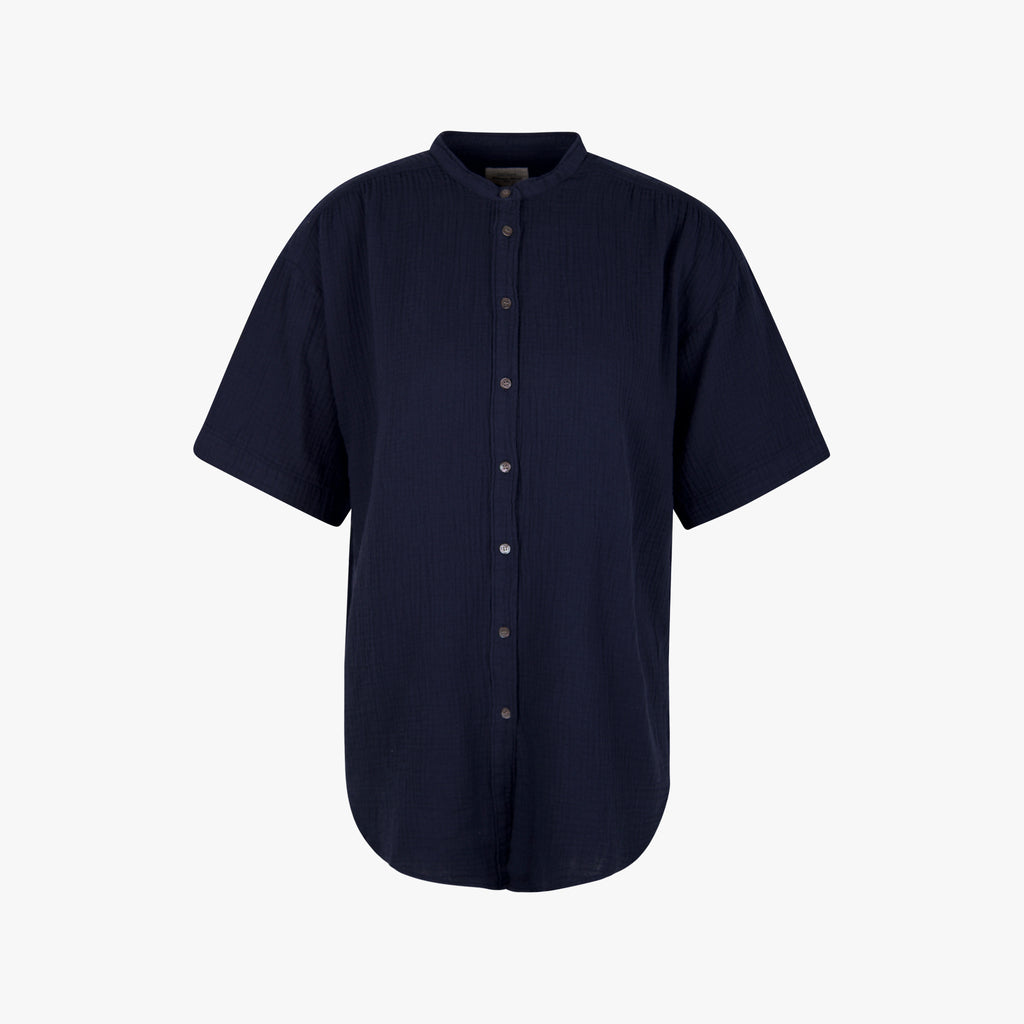 Hartford Stehkragenbluse | nachtblau