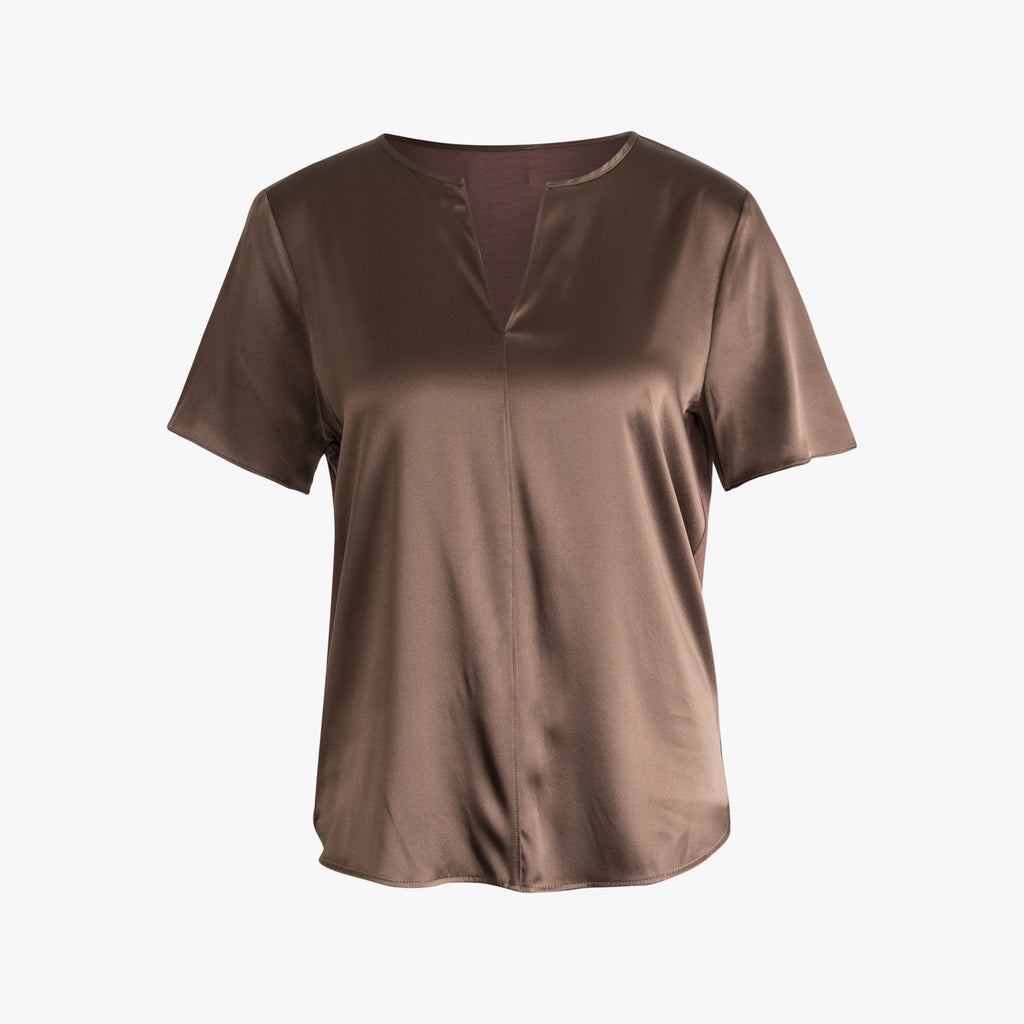 Blusenshirt aus Seide | dunkelbraun