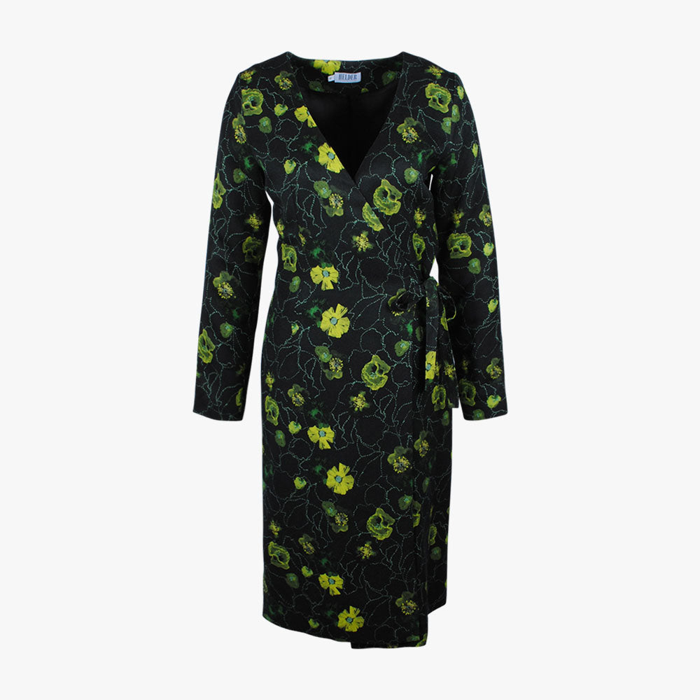 Mantelkleid Mohnprint | grün