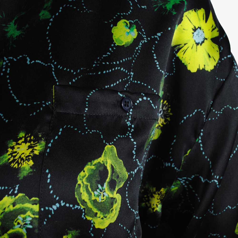 Seidenbluse Mohnprint (grün, 32) | grün