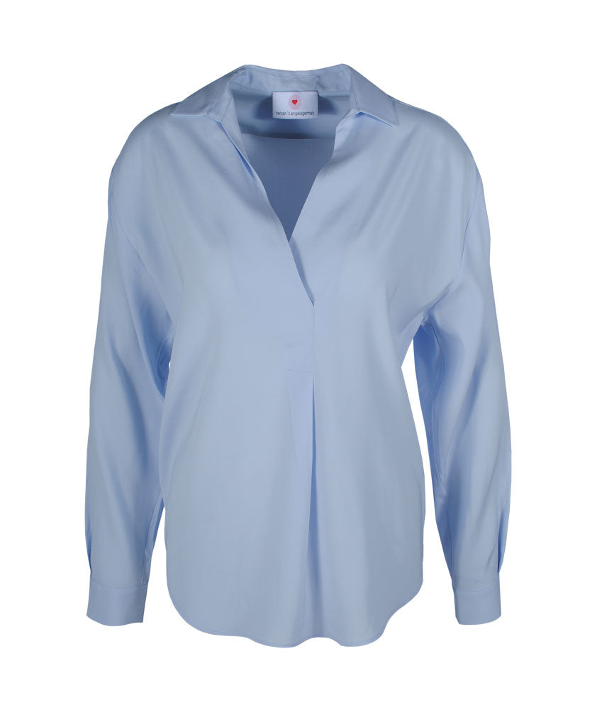 Hemdbluse Seide | hellblau