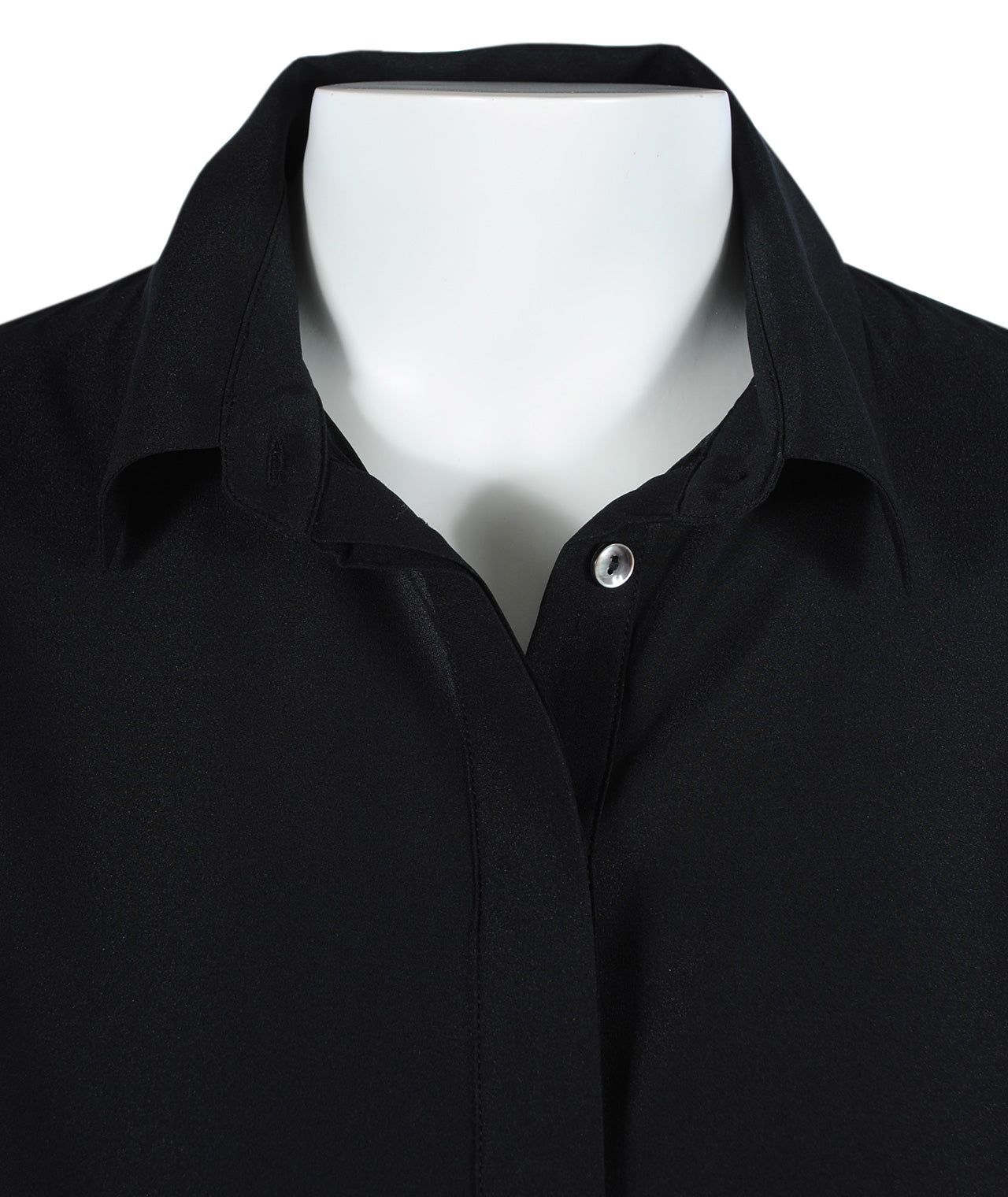 Longbluse Seide uni | schwarz