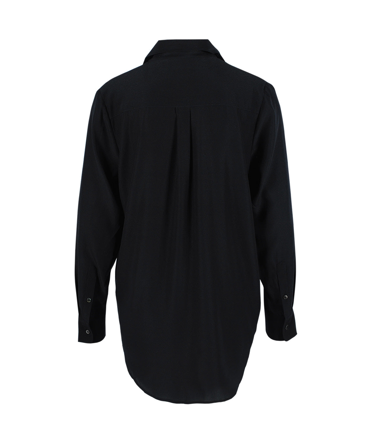 Longbluse Seide uni | schwarz
