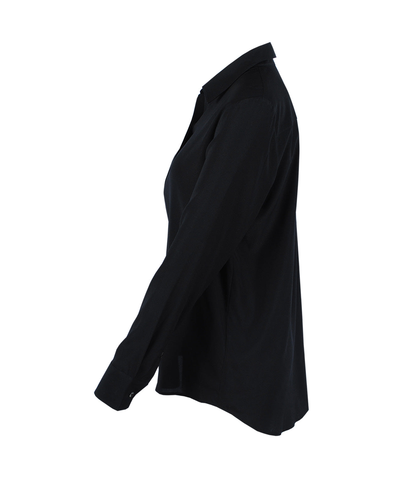 Longbluse Seide uni | schwarz