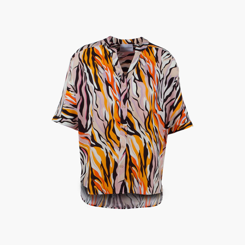 Schlupfbluse Animalprint, Vorderansicht | gelb