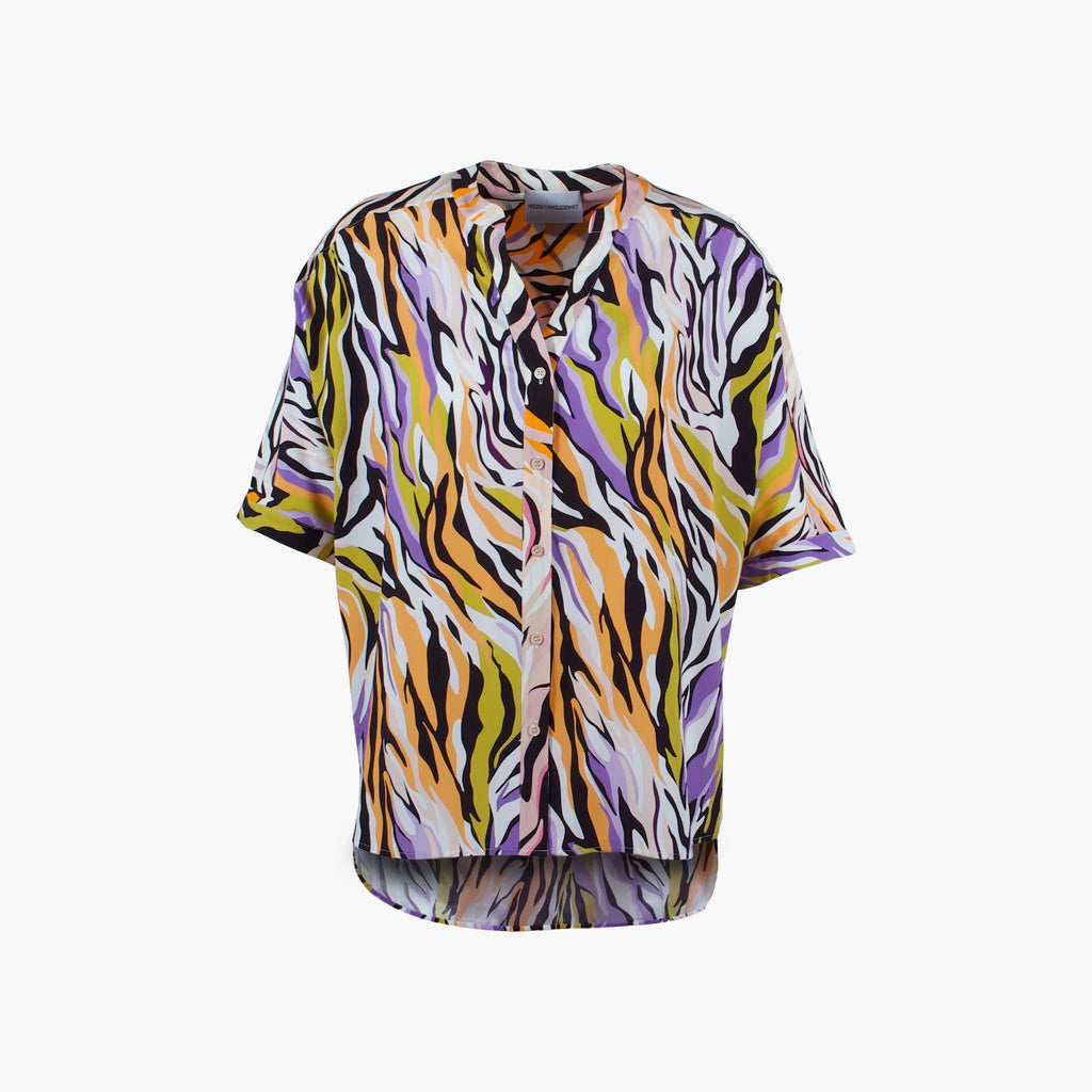 Schlupfbluse Animalprint, Vorderansicht | oliv