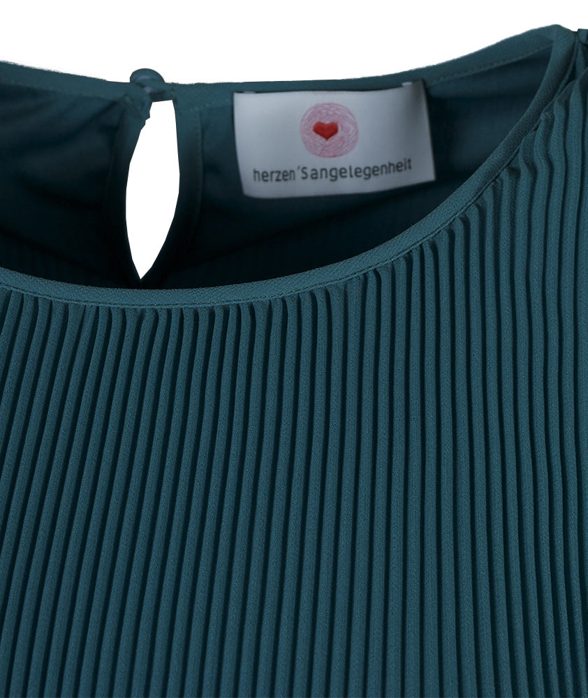 Bluse Plissee | petrol