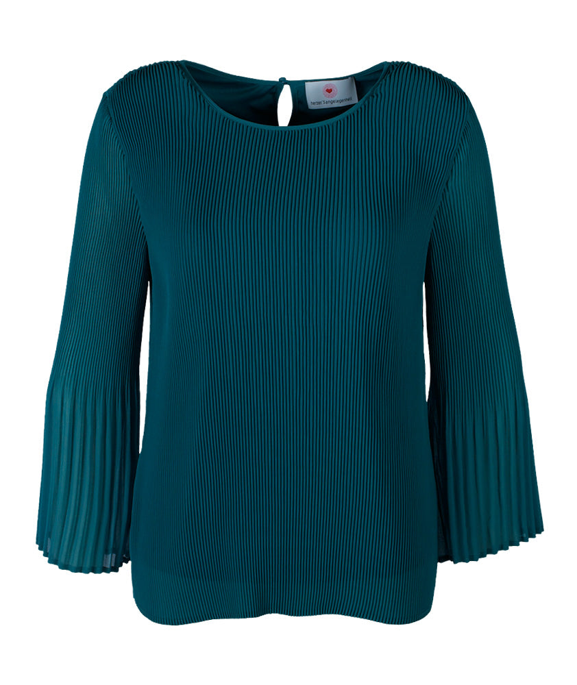 Bluse Plissee | petrol