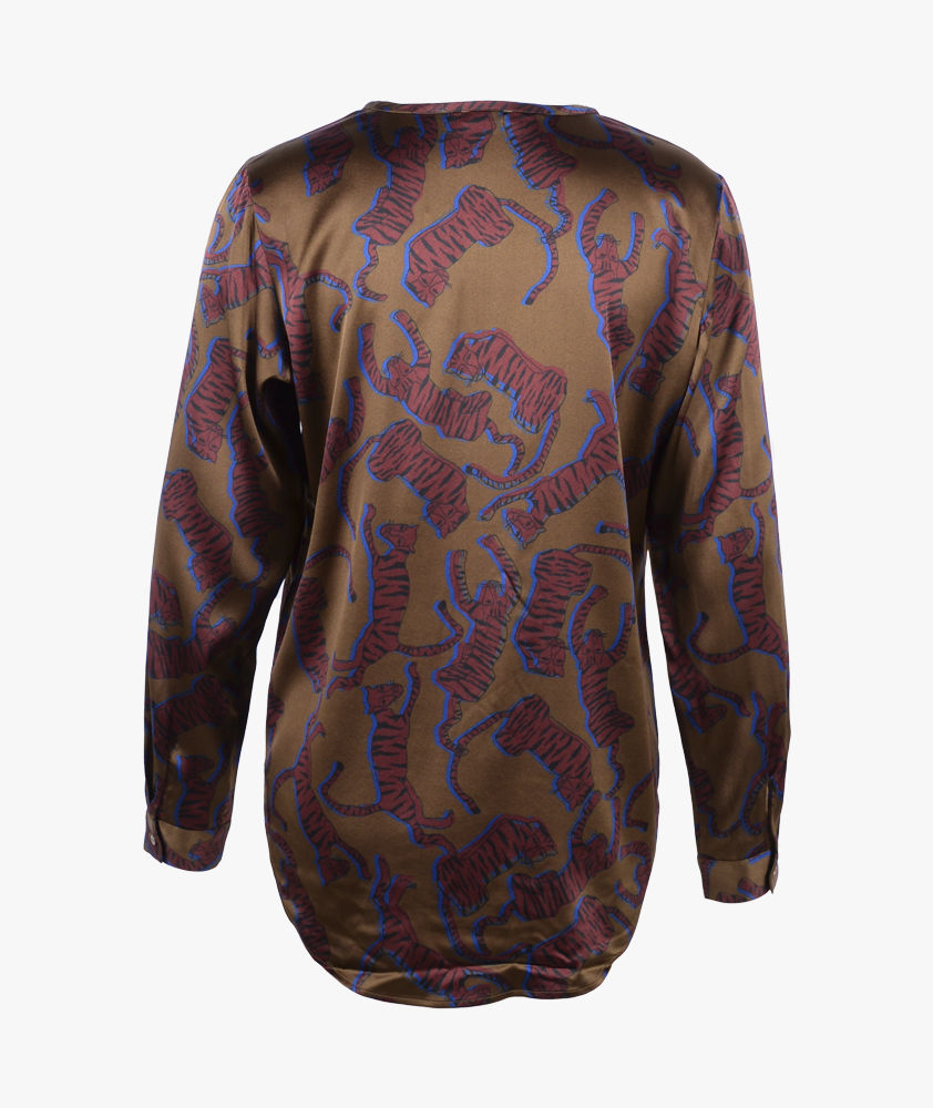 Seidenbluse Tigerprint (oliv, XXS) | oliv