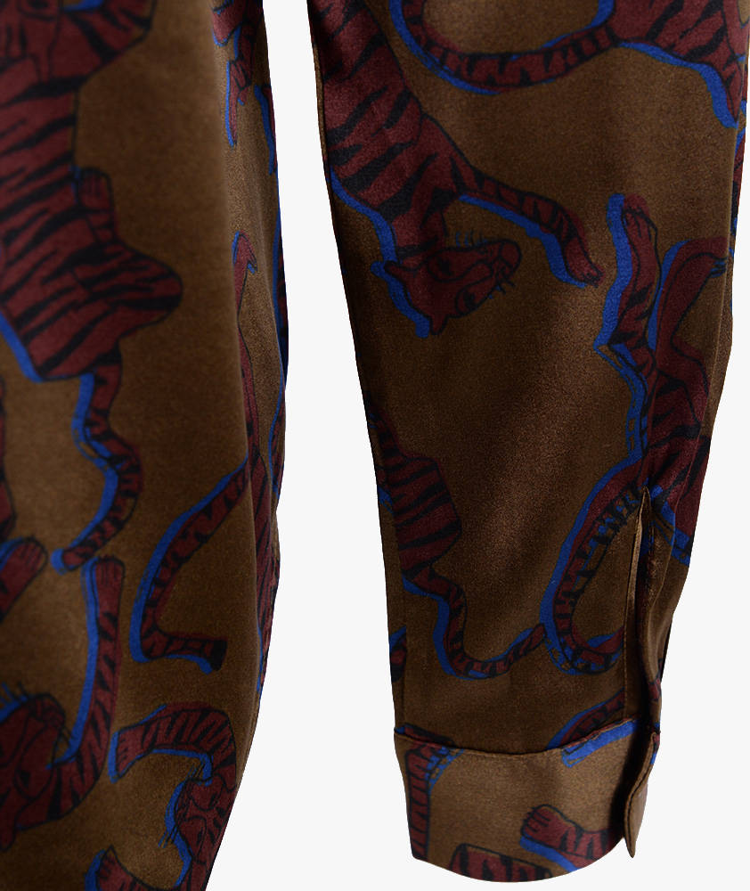 Seidenbluse Tigerprint (oliv, XXS) | oliv