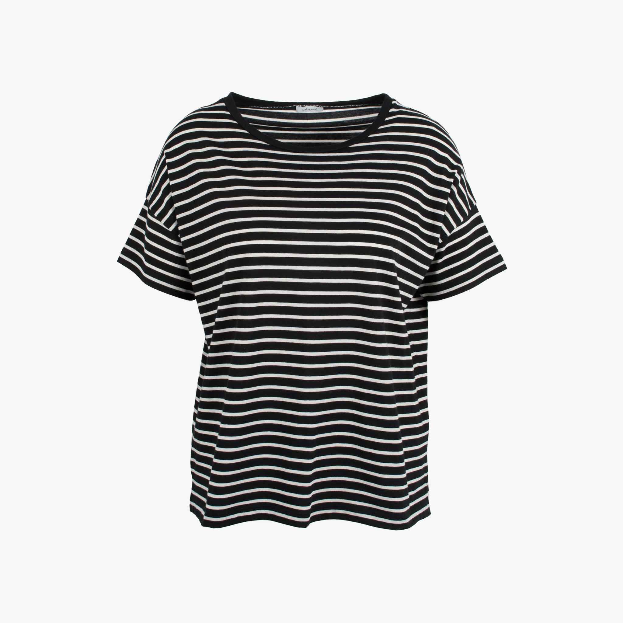 RH-Shirt Streifen, Vorderansicht | schwarz-weiß