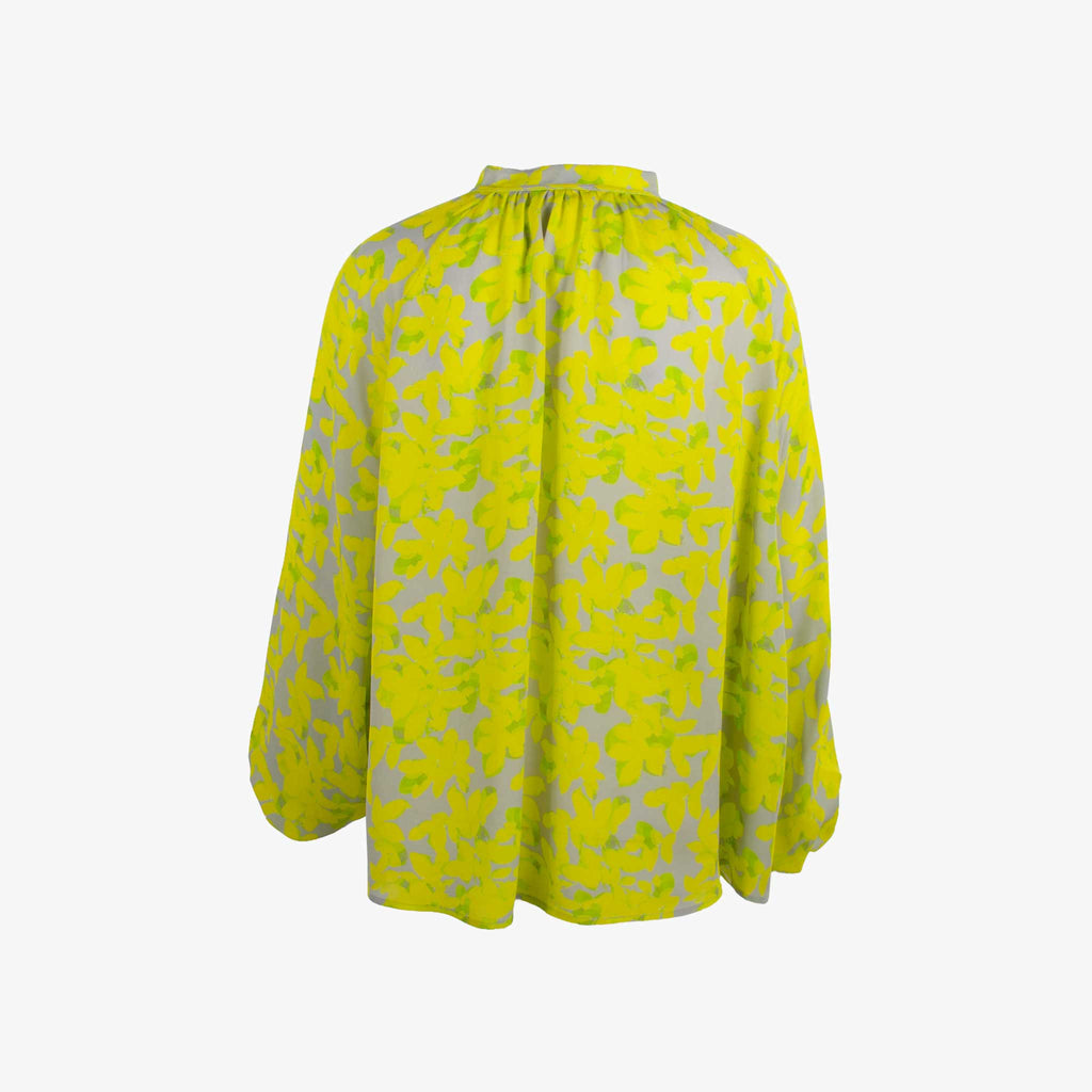 Seidenbluse Flou, Rückenansicht | grau