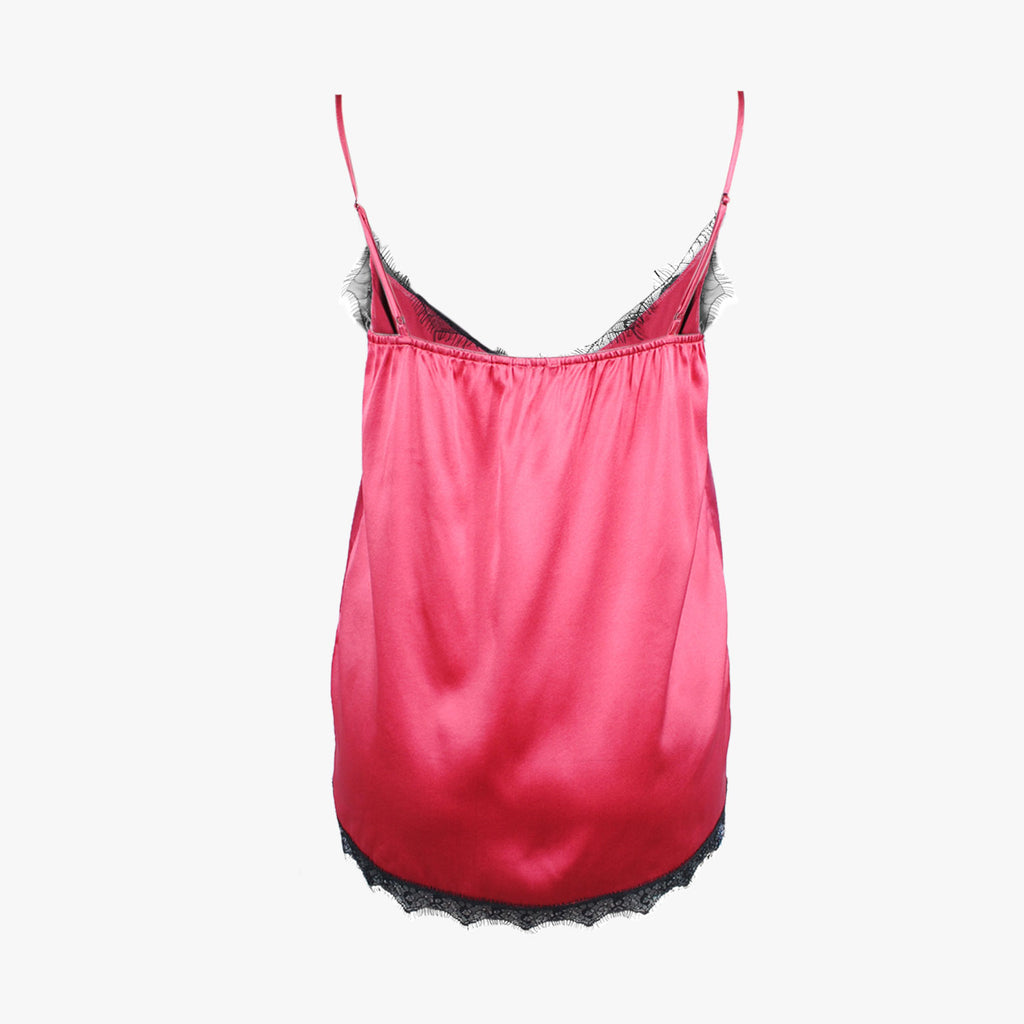 Seidentop mit Spitze (dunkelrot, XS) | dunkelrot
