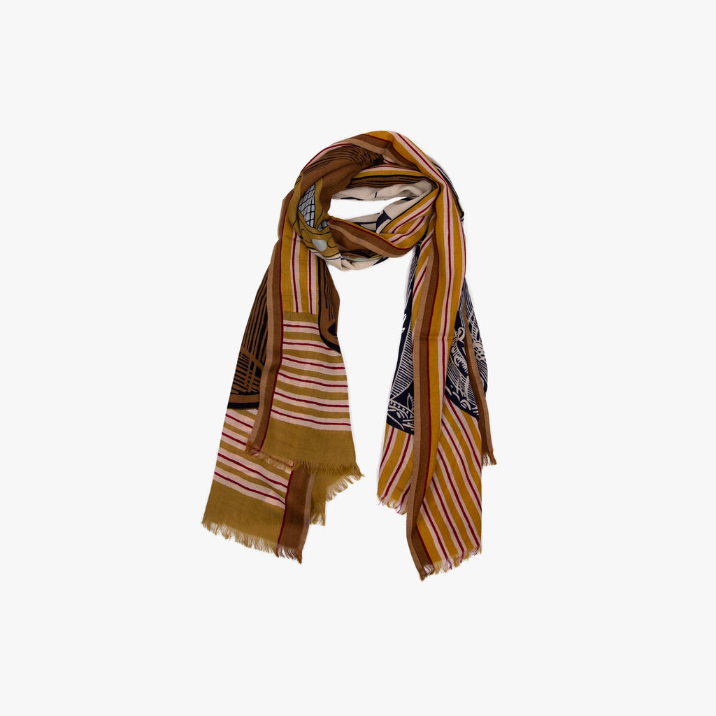 Inouitoosh Schal Aqua Rosa | gelb