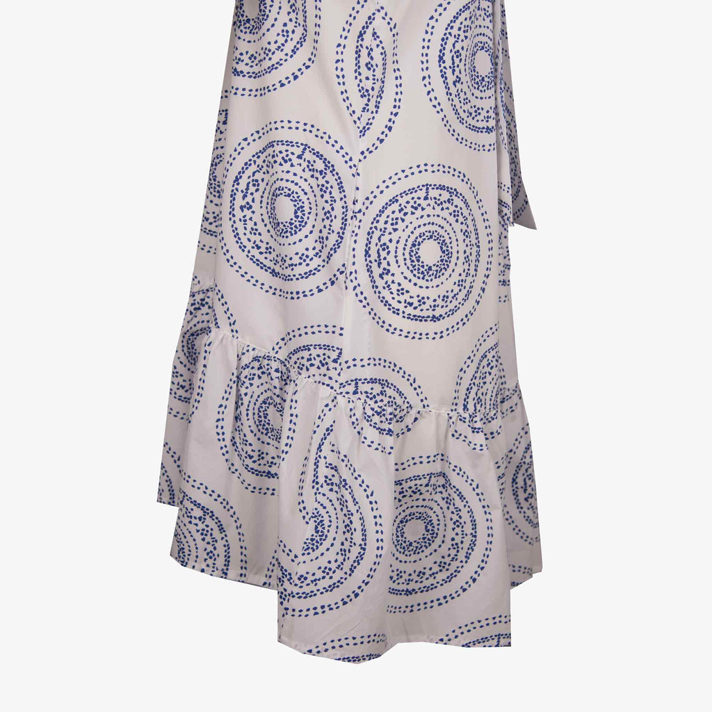 Italy Kleid Saumvolant | blau-weiß
