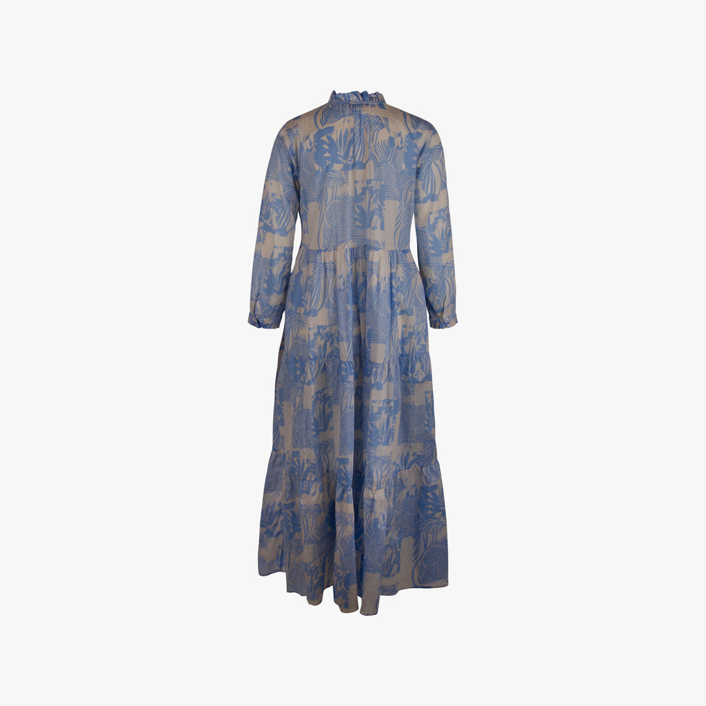 Italy Stufenkleid Tropenprint | hellblau