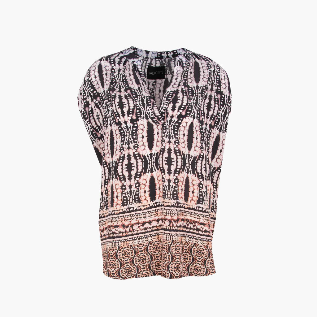 Jadicted Seidenbluse Print | schwarz-braun