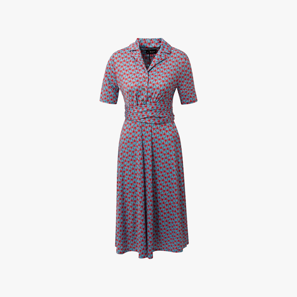Kleid Floraprint Gürtel | türkis