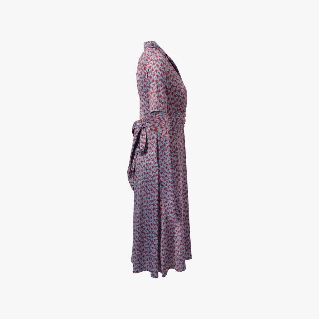 Kleid Floraprint Gürtel | türkis