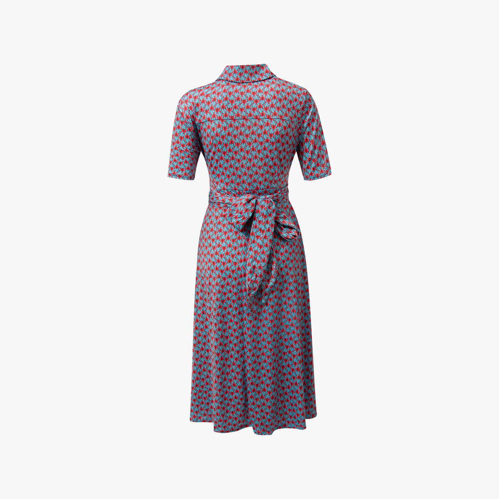 Kleid Floraprint Gürtel | türkis