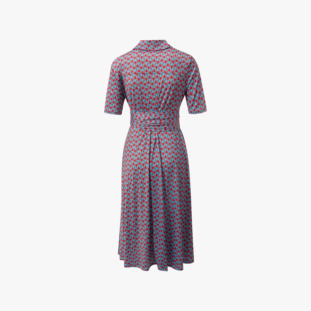 Kleid Floraprint Gürtel | türkis