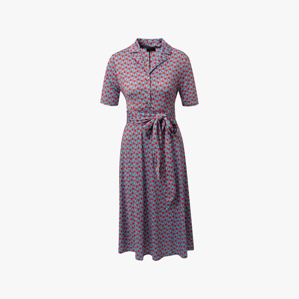 Kleid Floraprint Gürtel | türkis