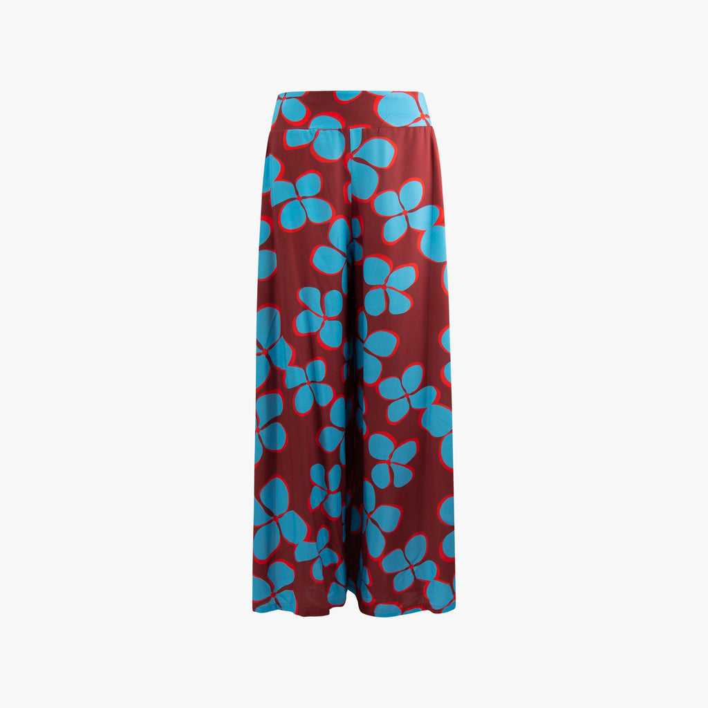 Hose weit Flowerprint | türkis