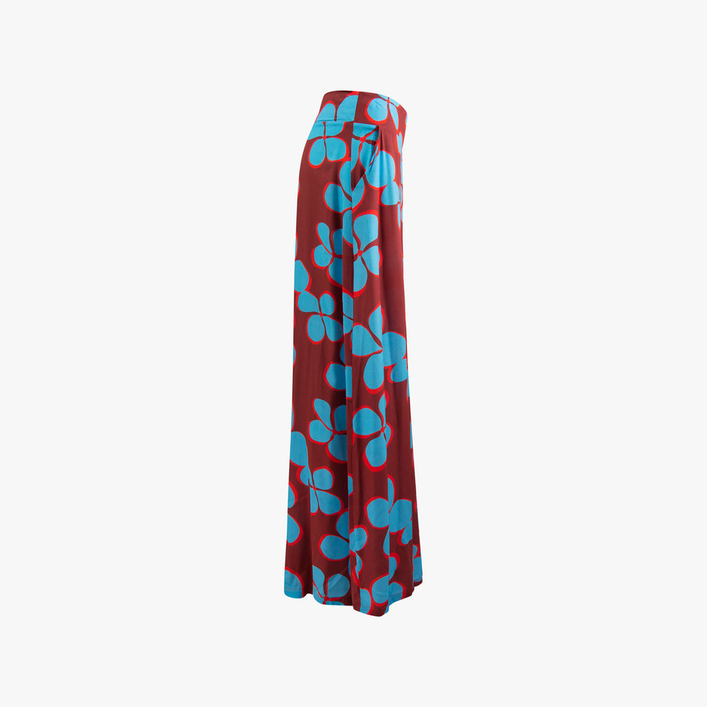 Hose weit Flowerprint | türkis