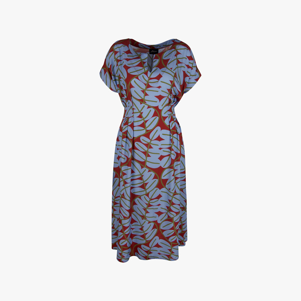 justmine Kleid Leafprint | blau